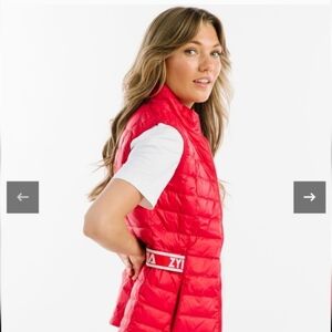 Zyia Red Alpine Down Puffer Vest Size Large VGUC $89 MSRP